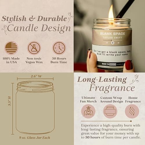Back to Basics | Taylor Premium Candle Set - 3 Vegan Soy Coconut Wax Scented Candles for Home Decor, Birthday Gifts for Women, Best Friends, Men | Relaxing Aromatherapy Made in USA thumbnail 2