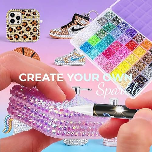 Bedazzling Kit 40000Pcs 40 Colors 3mm Resin Jelly Rhinestones - Diamond Art | Multicolor Flatback Gems Nail Crafting Makeup, with 4Pcs 10ml B7000 Jewelry Glue & Tools - Christmas Birthday Gifts for Women thumbnail 3
