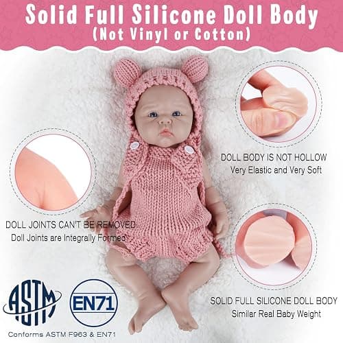 Vollence 19 inch Realistic Reborn Silicone Baby Dolls Lifelike Newborn Babies with Feeding Kit & Gift Box -Girl thumbnail 3