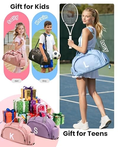 Vogewood Gifts for Teenage Girl, Personalized Gym Bag with Shoe Compartment | Dance Bags, Gymnastics Bag for Girls, Convertible Cheer Bag, Birthday Gift for Daughter Niece Granddaughter (Letter C) thumbnail 2
