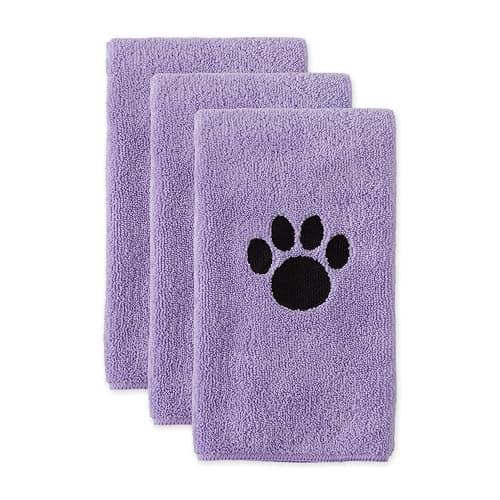 Bone Dry Pet Grooming, Embroidered Microfiber Towel Drying Collection, 15x30, Lavender - Image 1