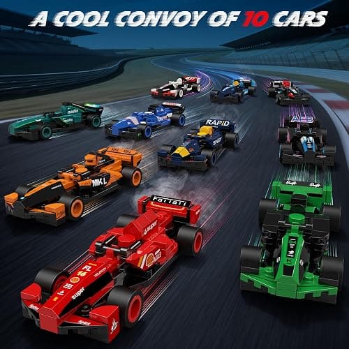 zinat F1 Race Cars Building Toys Set, 10 Pack F1 Racing Car Building Blocks, DIY Assembly Cars Toy Gift for Kids Boys Girls Ages 6+, Gift Idea for Birthday, Christmas (732 Pcs) thumbnail 3