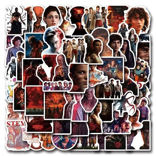 60pcs Movies Stranger Things 5 Stickers Pack, Cartoon Stranger 5 Things 5 Style Waterproof Vinyl Stickers for Teenagers and Adults for Laptop Skateboard Phone Guitar Travel Case Bike thumbnail 8