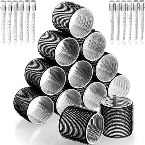 Lockenwickler locken Set 24 Stücke, Große Locken Curlers Ohne Hitze Selbsthaftend Haftwickler, Groß Hitzefreie Haarwickler Hair Rollers mit 12 Stücke Entenschnabelclips für lange mittlere kleine Haar - Image 1