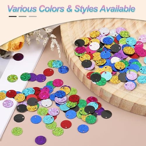 MECCANIXITY Flat Round Sequins, 600Pcs 10mm/0.4 Inch Loose Paillettes Laser Deep Purple Craft Sewing Sequins with Single Side Hole for DIY, Embroidery Clothing, Jewelry Making thumbnail 5