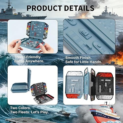 Battleship Classic Board Game – Strategy Game for Kids Ages 7 and Up, Compact & Portable Travel Game for 2 Players, Fun Family Game Night for Parent-Child Interaction thumbnail 4
