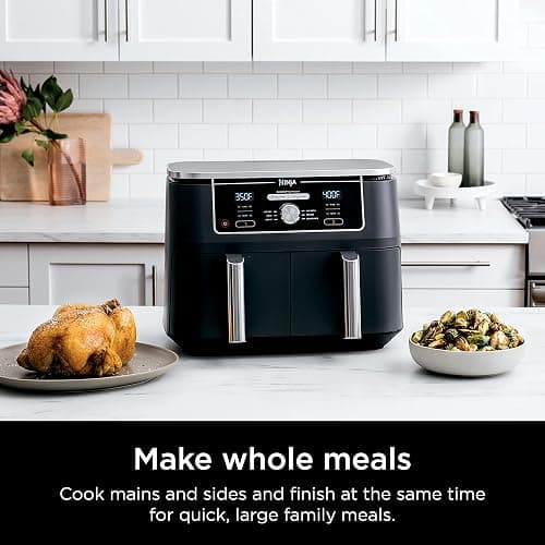 Ninja DZ401 Foodi 10 Quart 6-in-1 DualZone XL 2-Basket Air Fryer with 2 Independent Frying Baskets, Match Cook & Smart Finish to Roast, Broil, Dehydrate for Quick, Easy Family-Sized Meals, Grey thumbnail 11