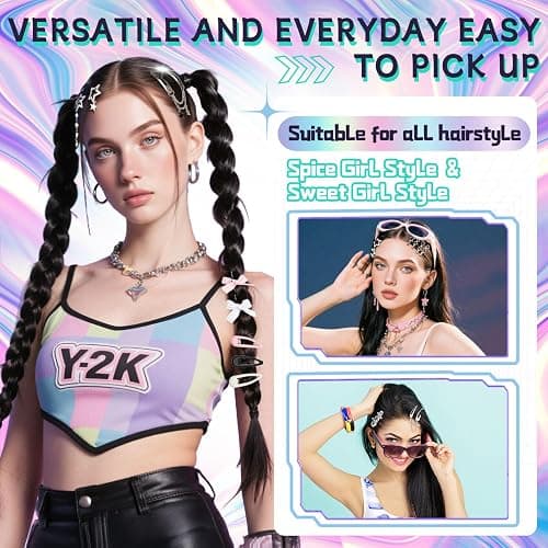 Fingertip WD 42Pcs Y2k Pink Hair Clips Set Kawaii Hair Love Star Cross Hair Clip 2000s Non Slip Accessories Styling Tools Cool Hair Barrettes for Girls Hairstyle thumbnail 5