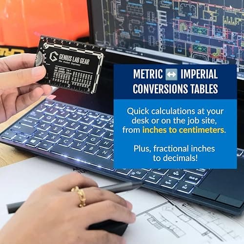 The Authentic Pocket Engineer - Small Metal Engineering Ruler Protractor Compass Scale, Techie Graduation Gadget Multitool, Mechanical/Civil Engineers Gift, Metric Mini 3 Inch Tool- Genius Lab Gear thumbnail 4