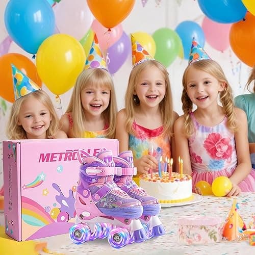 METROLLER Kids Roller Skates Girls Ages 4-6 5-8 8-12 Adjustable Toddler Roller Skates Shining Wheels Little Unicorn Sports Outdoors - Purple - Small-Little kid (10c-13c US) thumbnail 7