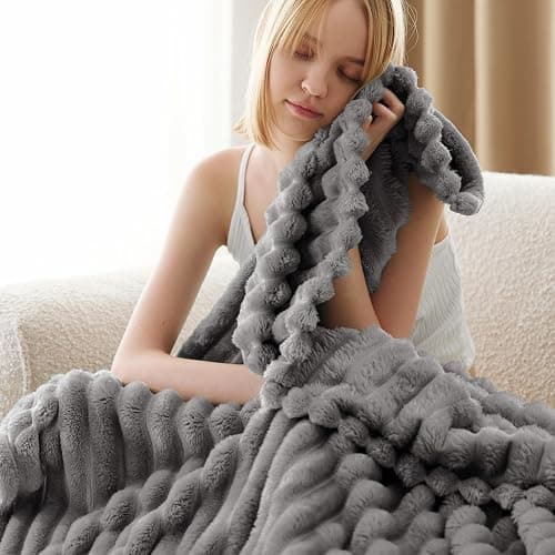 Bedsure GentleSoft Frost Gray Fleece Blanket for Couch - Cozy Soft Blankets for Women, Cute Small Throws for Girls, 50x60 Inches thumbnail 5