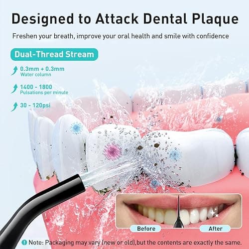 COSLUS Water Dental Flosser Teeth Pick: Portable Cordless Oral Irrigator 300ML Rechargeable Travel Irrigation Cleaner IPX7 Waterproof Electric Flossing Machine for Teeth Cleaning C20(F5020E) thumbnail 2