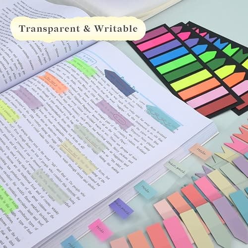 Temiary 1200 Pieces Transparent Sticky Index Tabs, Page Markers for Annotating, Translucent Morandi Arrow Flag Tab for Bookmarks Bible Tabs Notebook School Supplies thumbnail 6