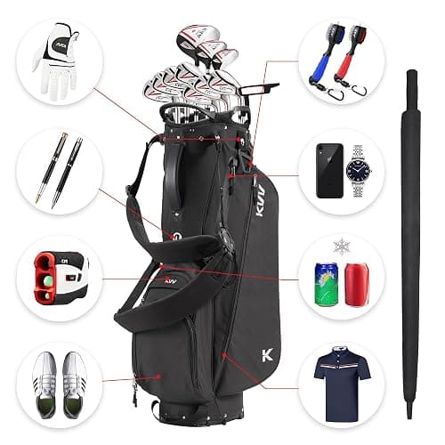 KVV Lightweight Golf Stand Bag with 7 Way Full-Length Dividers, 5 Zippered Pockets, Automatically Adjustable Dual Straps，Elegant Design thumbnail 5