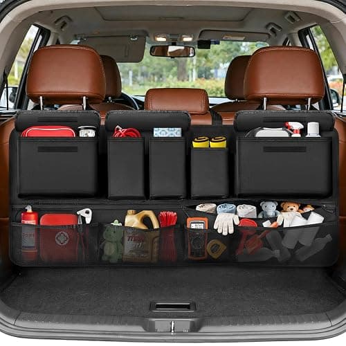 Trunk Organizer for SUV, 43" x 19" Large Capacity Car Organizers and Storage, Backseat Hanging Storage Bag with 10 Pockets, Adjustable & Waterproof Car Interior Accessories for SUV Truck MPV - Image 1