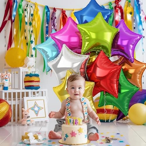 Colorful Star Balloons,10Pcs Mixed Colors Star Shaped Foil Balloons,18Inch Colorful Helium Polyester Film Balloon for Graduation,Birthday,Anniversary,Wedding Party Decorations thumbnail 2