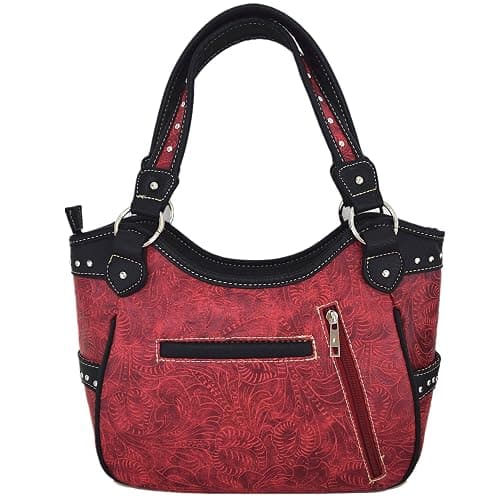Western Style Rhinestone Cross Studded Laser Cut Wings Tooled Leather Purse Women Handbags Country Shoulder Bag Wallet Set thumbnail 4