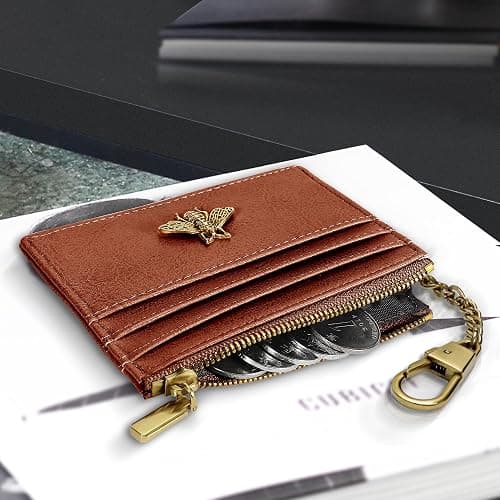 SEAVILIA Card Holder Keychain Wallet for Women with ID Window RFID Coin Purse Bee Gifts Slim Minimalist Small Wallet thumbnail 4