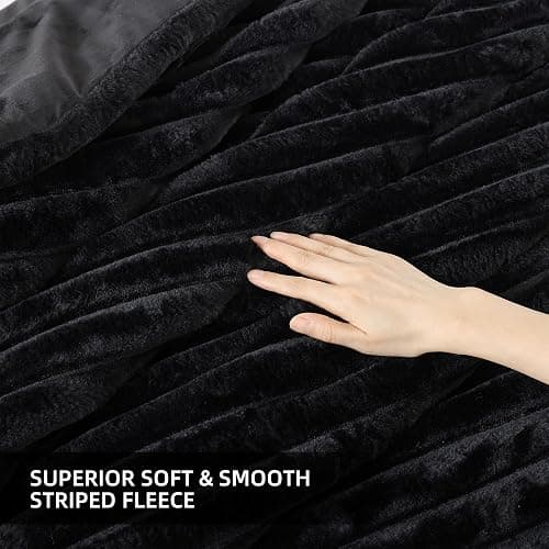 Smoofy Fluffy Twin Comforter Sets 2 Pieces - Black Fleece Fluffy Comforter Set, Luxury Fuzzy Twin Bedding Set, Soft Warm Comforter All Season, Heavy Faux Fur Comforter with Pillow Cases thumbnail 5