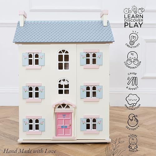 Le Toy Van - Cherry Tree Hall Large Wooden Doll House | 4 Storey Wooden Dolls House Play Set - Suitable For Ages 3+ thumbnail 4