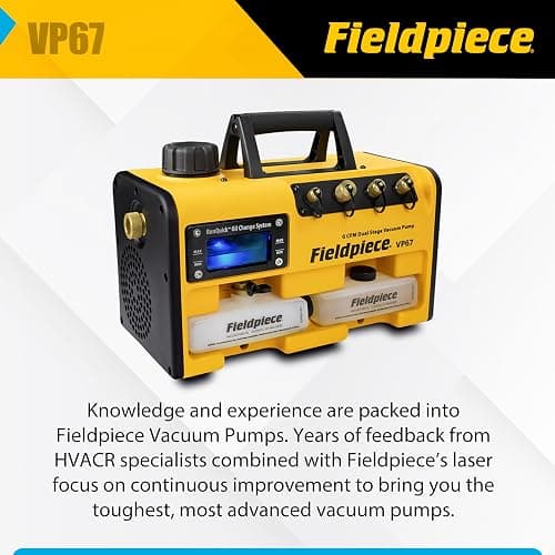 Fieldpiece VP67 Vacuum Pump – 6 CFM, 1/2 HP DC Motor, RunQuick Oil Change System – Portable - Professional HVAC Tool - A2L Compatible thumbnail 4