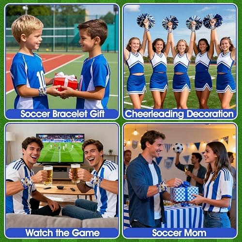 AKAIXI Soccer Beaded Bracelets, Game Day Clay Friendship Bracelets Soccer Sport Fan Stretch Bracelet for Sports Game Team Coach Mom Women Men Jewelry Accessories Gift for Christmas thumbnail 7