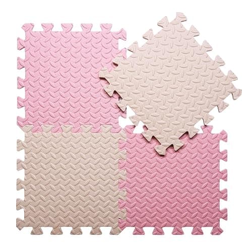 Foam Play Mat for Baby, 0.4 Inch Thick Foam Interlocking Floor Mats, Soft Non-Toxic Baby Playmat, Solid Colored Puzzle Play Mat Kids Floor Mats, 16 Tiles, Beige/Loli Pink - Beige/Loli Pink thumbnail 7