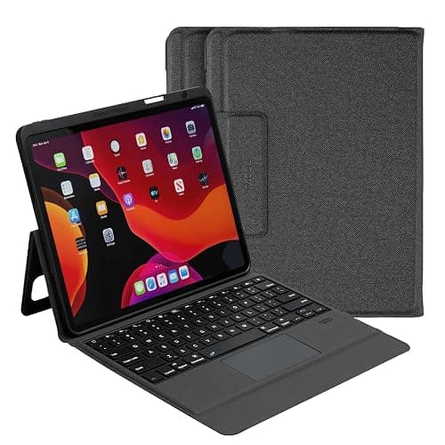 RAPOO iPad Keyboard Case with Trackpad, Bluetooth Keyboard for 12.9-inch iPad 4th Gen (2020), 3th Gen (2018), 360° Rotatable Slim Protective Cover, Case with Apple Pencil Holder, Matte Black - Image 1