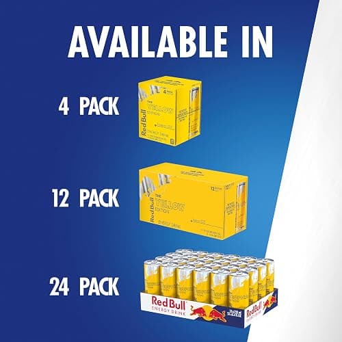 Red Bull Yellow Edition Energy Drink, Tropical, with 80mg Caffeine plus Taurine & B Vitamins, 8.4 Fl Oz, 6 Packs of 4 Cans (Pack of 24) thumbnail 9