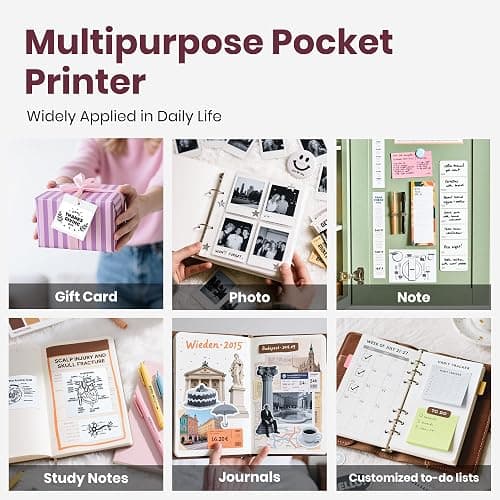 ETIKEZ Sticker Printer, PM290C Portable Mini Printer, Inkless Bluetooth Sticker Maker with 3 Rolls Paper, Impresora Portátil for Notes, Journal, DIY, Gift, Print Pod for School/Office/Home, Black thumbnail 7