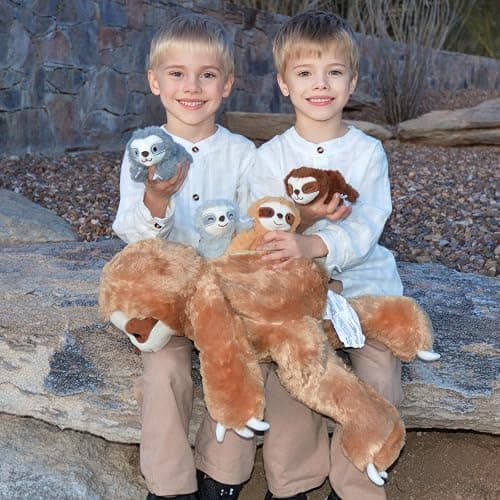 Tezituor 5Pcs Sloth Stuffed Animal Set, 22 inch Large Mommy Stuffed Sloth with 4 Babies Soft Plush Pillow for Girl Boy thumbnail 7