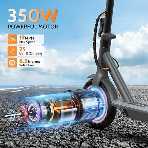 Aovowheel Electric Scooter for Adults, Folding E Scooter with 350W/500W Motor 16/21 Mph Top Speed, Max 19-23 Miles Long Range, 8.5''/10'' Solid Tires Commuting Scooters with Dual Brakes System, APP thumbnail 2