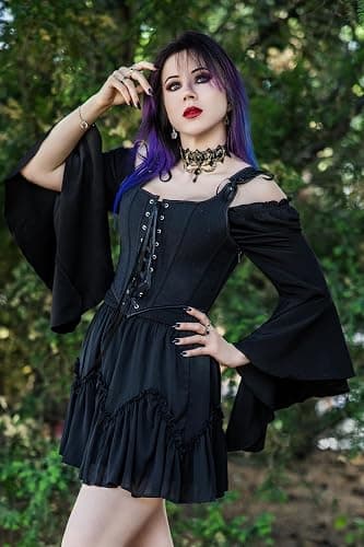 Scarlet Darkness Womens Mini Skirt Plus Size Skater Skirts Cute Pleated Short Renaissance Pirate Skirt with Pockets thumbnail 2