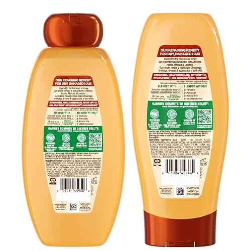 Garnier Whole Blends Honey Treasures Repairing Shampoo and Conditioner Set for Dry, Damaged Hair, 22 Fl Oz (2 Items), 1 Kit (Packaging May Vary) thumbnail 10
