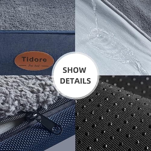 Tidore navy medium dog bed (orthopedic) w washable/removable cover thumbnail 6