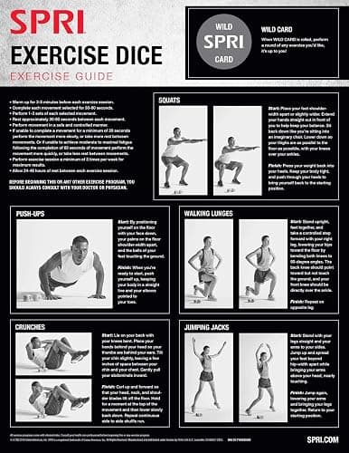 SPRI Exercise Dice (6-Sided) - Game for Group Fitness & Exercise Classes - Includes Push Ups, Squats, Lunges, Jumping Jacks, Crunches & Wildcard (Includes Carrying Bag) thumbnail 3