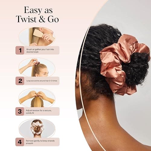 Kitsch & Disney Satin Scrunchies for Women - No Crease Hair Ties for Girls | Big Scrunchies with All Hair Types and Textures, Perfect for Day or Night | Ideal Gifts for Women - 2 Pcs, Desert Crown thumbnail 6