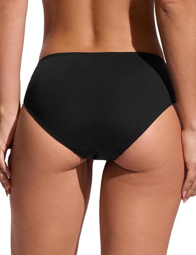CRZ YOGA Mid Waisted Bikini Bottoms for Women - Full Coverage Bathing Suit Swimsuit Basic Swim Briefs thumbnail 2