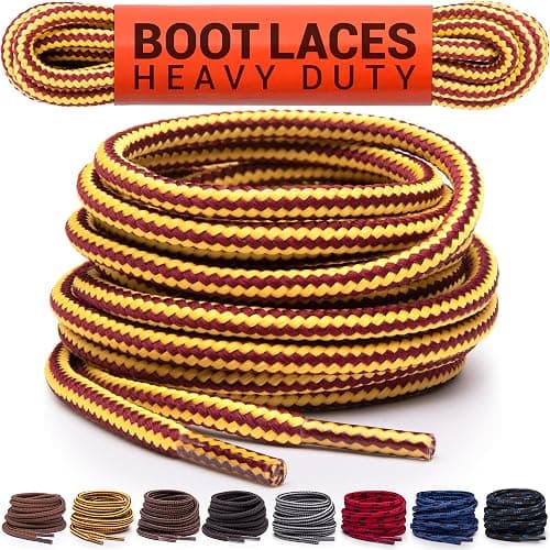Miscly Round Boot Laces [1 Pair] Heavy Duty and Durable Shoelaces for Boots, Work Boots & Hiking Shoes - Image 1