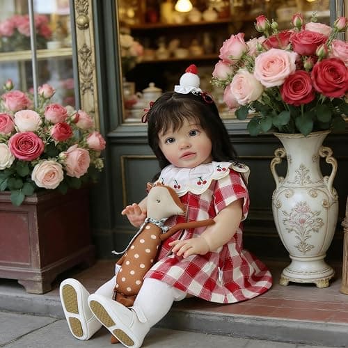 RXDOLL 26 Inch Realistic Reborn Toddler Dolls Girl Rooted Long Hair, Large Size Reborn Baby Dolls Soft Cloth Body, Lifelike Toddler Doll Real Life Baby Doll Toy with Accessories thumbnail 4