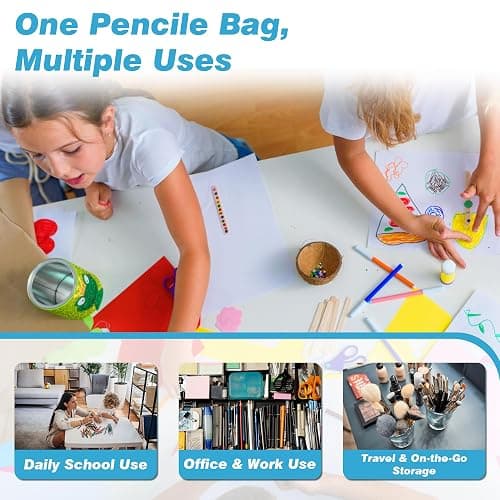 JAESITETER Big Capacity Pencil case,Soft Corduroy Pencil Bag with 3 Compartment Pouch Bag for School Supplies Office for Teen Girls Boys Women Man (Strawberry) thumbnail 5