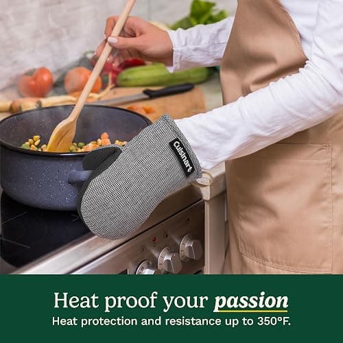 Cuisinart Heritage Mini Oven Mitts – 5.5” x 7” Heat-Resistant Kitchen Mitts for Oven with Non-Slip Neoprene Palm, Cotton Filling, and Faux Leather Loop – Durable Oven Mitt Set for Cooking & Baking thumbnail 3