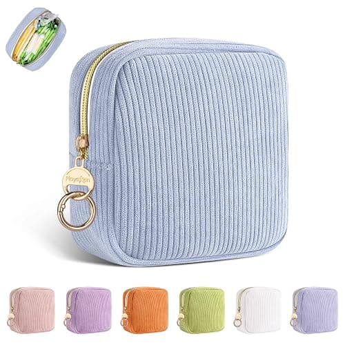 Playexen Period Bag for Teen Girls, Corduroy Sanitary Napkin Storage Bag, Menstrual Pad Pouches Tampon Holder for Purse - Image 1
