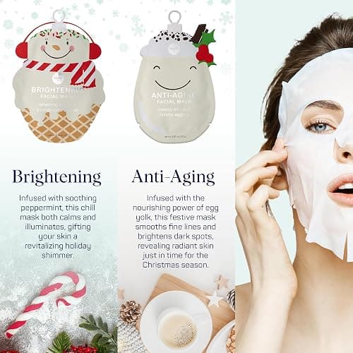 SpaLife Beauty Holiday Treats Christmas Face Mask Bundle | Korean Facial Mask | Hydrating, Soothing and Moisturizing Sheet Mask Set | Stocking Stuffers for Women | Bulk Christmas Gifts | 12 Pack thumbnail 4