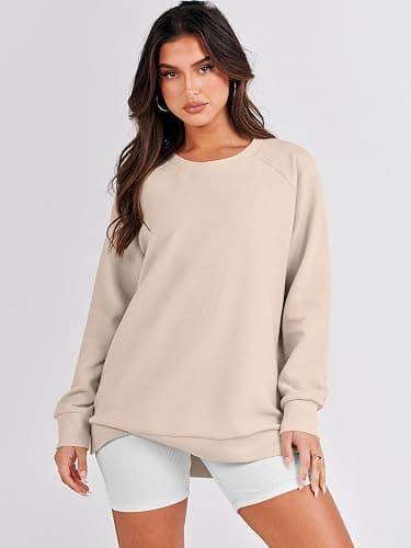 ANRABESS Women's Oversized Sweatshirts Crewneck Long Sleeve Tunic Pullover Shirts Side Zipper Hoodies 2025 Fall Clothes thumbnail 7