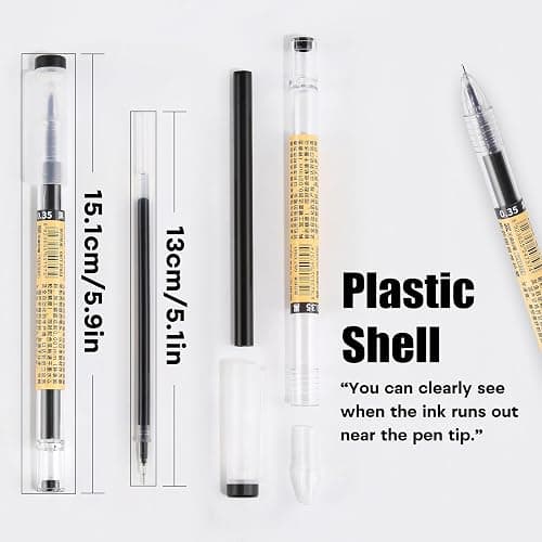 RIANCY Japanese Style Black Gel Ink Pens, 0.35mm Extra Fine Point, No Smudge Quick Drying, Japanese Ink Pen for Journal Planners, Thin Notebook Paper, Office School Supplies, 12 Pack, Writing Drawing thumbnail 2