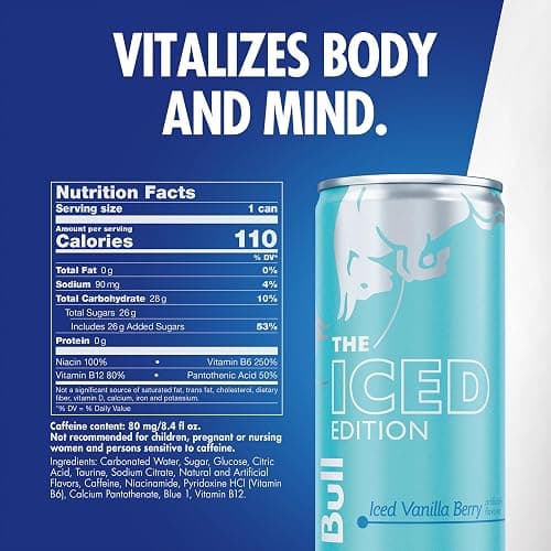 Red Bull Iced Vanilla Berry Energy Drink, 8.4 Fl Oz, Pack of 24 Cans (6 packs of 4) thumbnail 2