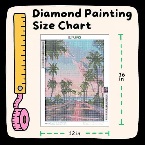 ILYUFO Diamond Art Kits for Adults Sunset Road DIY Diamond Painting | Crafts for Home Wall Decor, Ideal Gifts for Art Lovers 12×16inch thumbnail 4