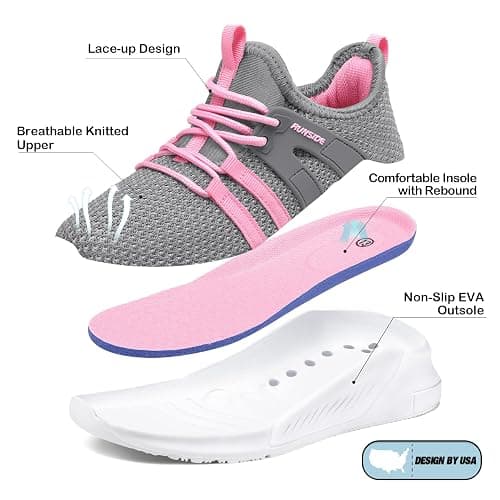 RUNSIDE Boys Girls Tennis Shoes Kids Lightweight Breathable Sneakers Lace-up Running Athletic Shoes for Toddler/Little Kid/Big Kid thumbnail 2
