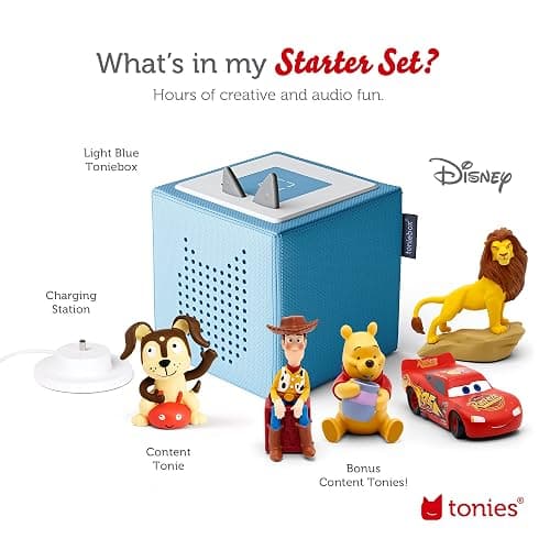 Toniebox 1 Audio Player Bundle with Woody, Lightning McQueen, Simba, Winnie-The-Pooh, and Playtime Puppy - Listen, Learn, and Play with One Huggable Little Box - Light Blue thumbnail 5